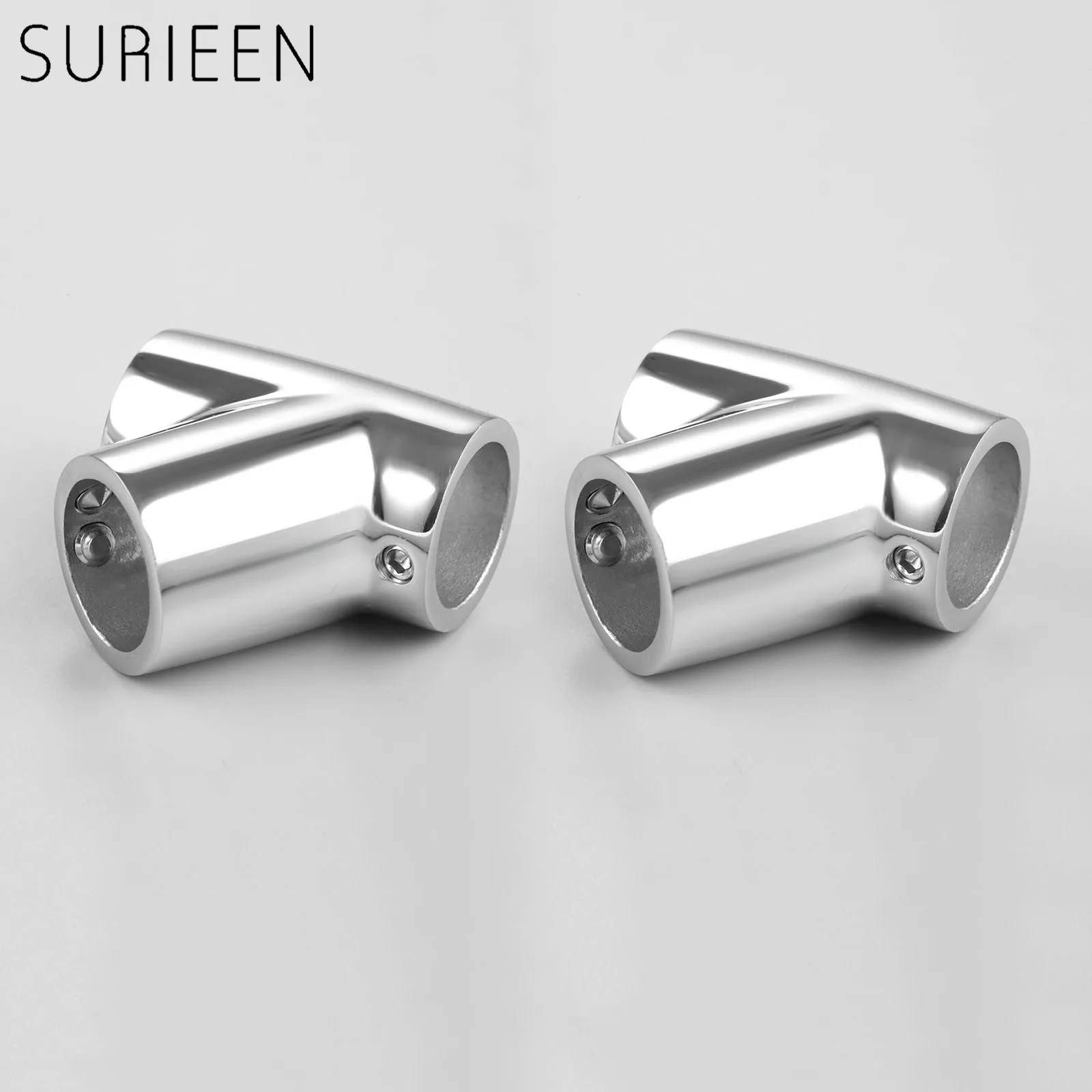 2Pcs Yacht Marine 316 Stainless Steel 7/8"" 22mm Tube Pipe 3 Way 60 Degree Tee Hardware Boat Hand Rail Fitting Boats Accessories