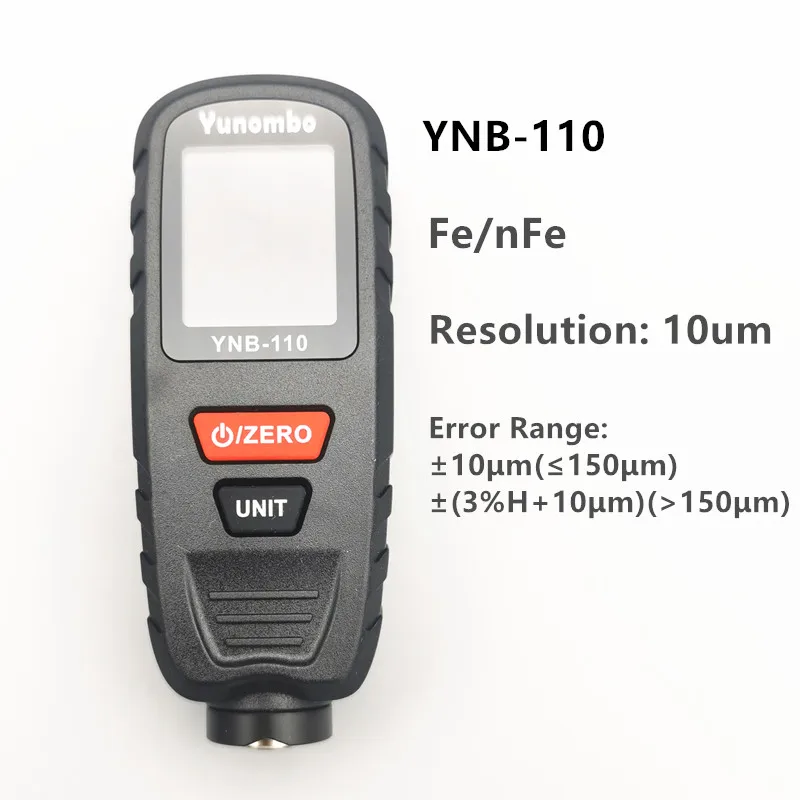 Yunombo YNB-110/YNB-111 Mini Car Paint Thickness Gauge Auto Coating Thickness Tester Film Thickness Meter Fe/nFe/Fe+Zn water sub meter