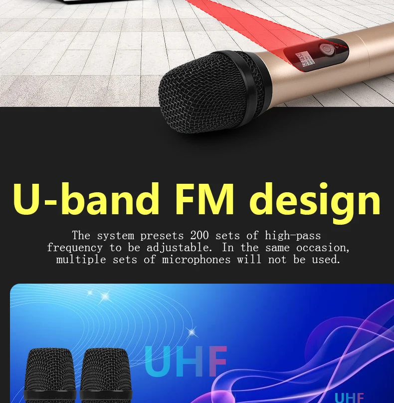 Soundhuang K3 микрофон sans fil UHF rеglable для системы караоке