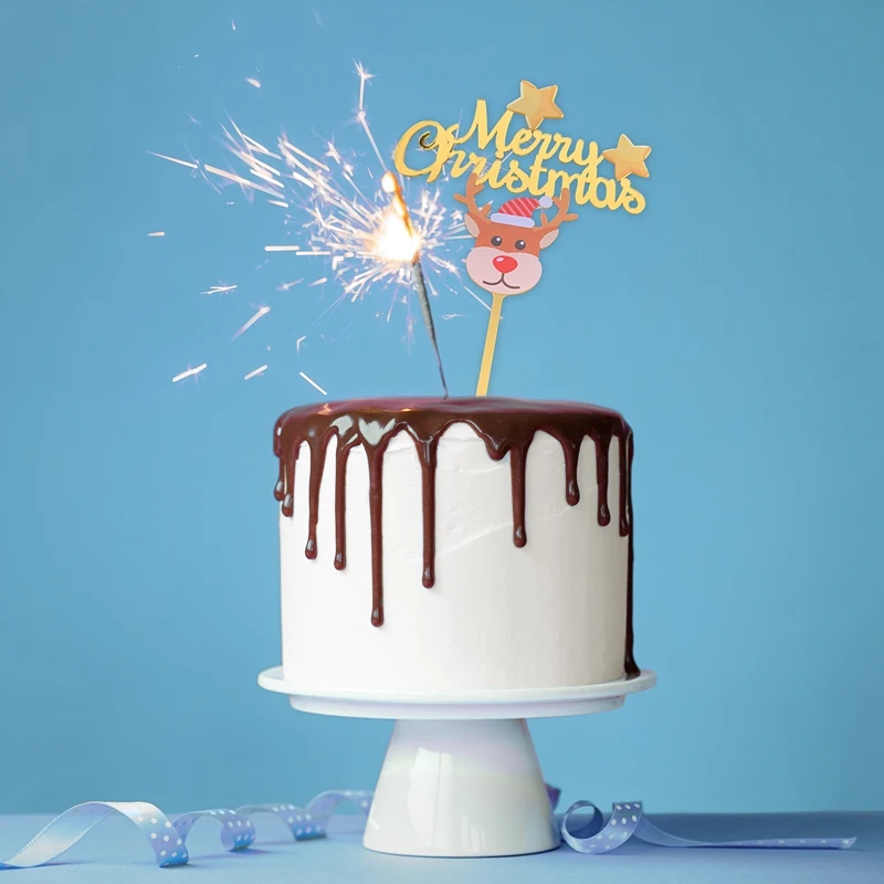 

Merry Christmas Cake Flag Topper Acrylic Cake Card Inserting Cake Decoration for Xmas New Year 2021 Party
