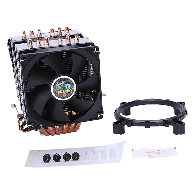 Lanshuo 6 тепловая труба 4 провода без света три вентилятора ЦП вентилятор Радиатор кулер теплоотвод для Intel Lga 1155/1156/1366 охладитель тепла Si