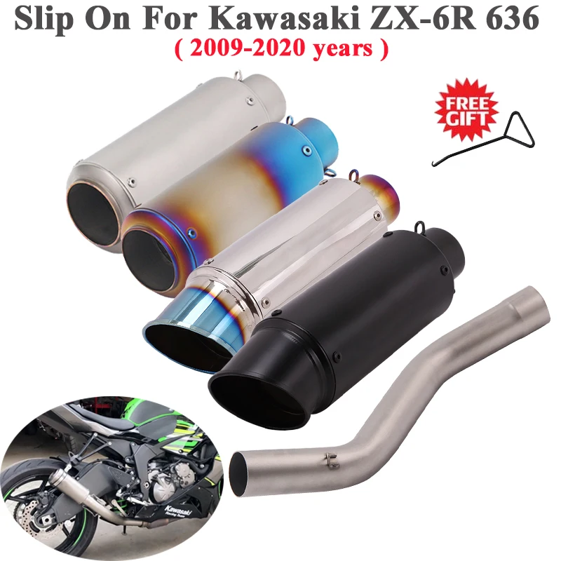 Slip On For Kawasaki 636 ZX 6R 2009 2020 Motorcycle Exhaust Escape Modified Motorbike Stainless