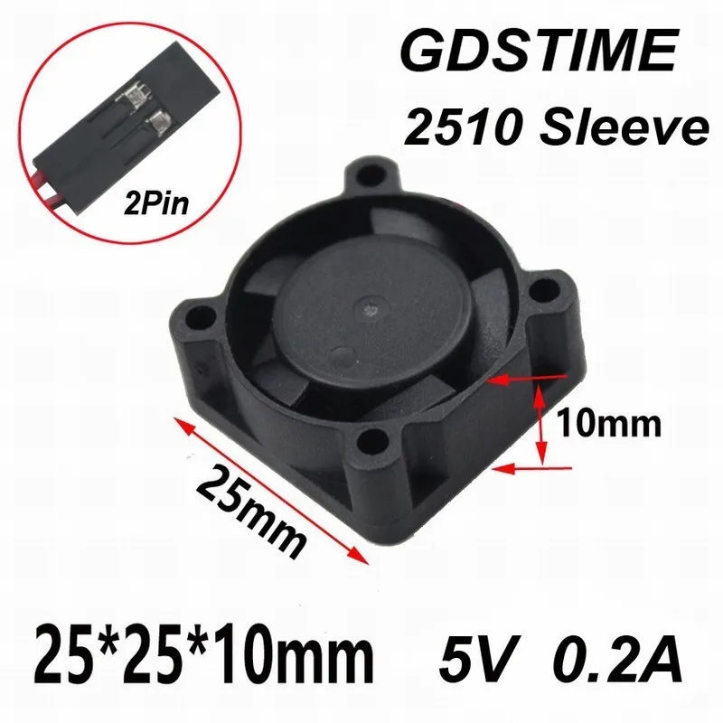 1 шт. Gdstime DC 5 В 25x25x10 мм 25 мм вентилятор охлаждения процессора 2 см 2510 Dupont Мини кулер вентилятор