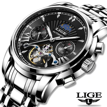 

2020 LIGE Fashoin Mens Watches Top Brand Luxury Automatic Mechanical Tourbillon Watch Men Stainless Steel Waterproof Wrist Watch