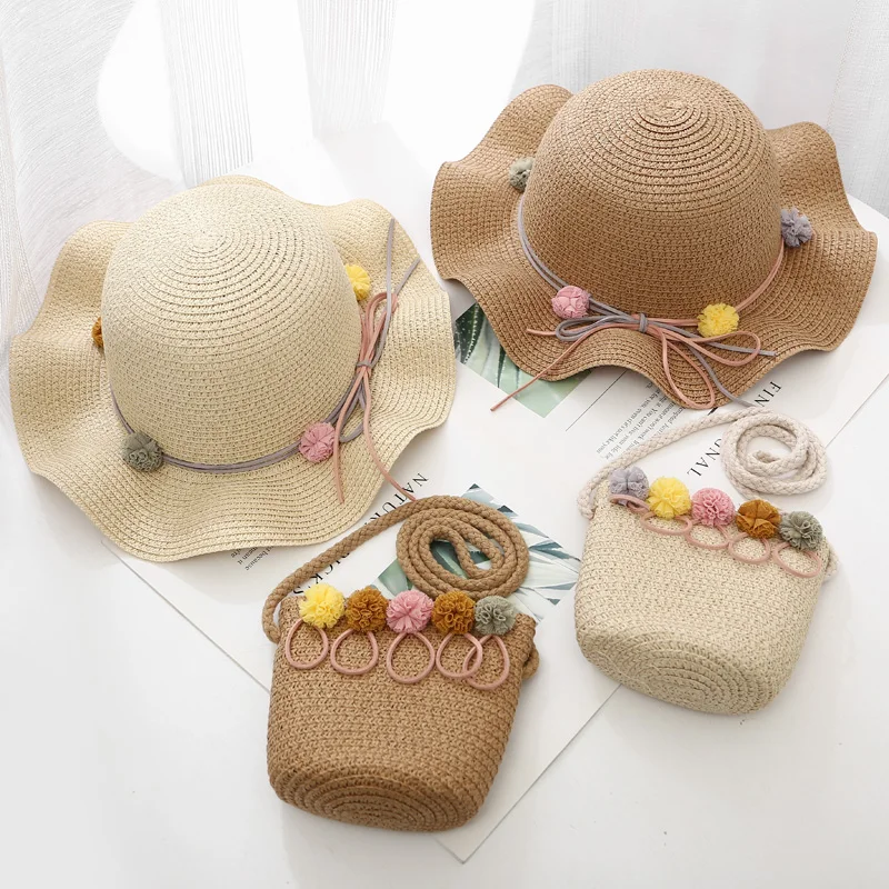 

Straw Hat Kids Handbag Set