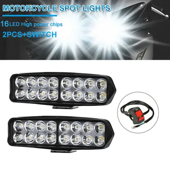 

100% Brand New 1 Pair 8/12/15/16LED Motorcycle Headlight Spot Light Fog Driving Lamp & Switch Easy Install