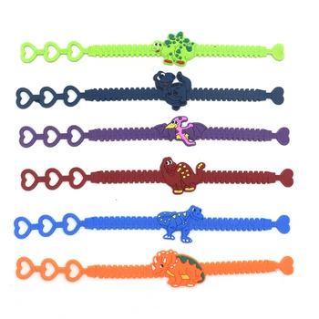 

12pcs/set Rubber Dinosaurs Bracelets Toys for Children Dinosaur Wristband Adjustable Bracelet Kids Party Decoration Supplies