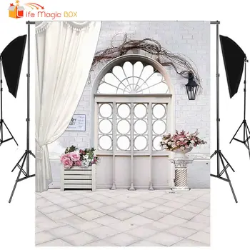 

LIFE MAGIC BOX Photo Background White Door Photocall Wedding Birdal Shower Birthday Photography Backdrops
