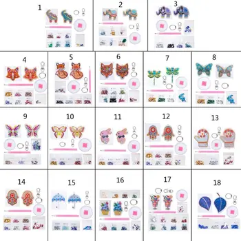 

Handmade 5D Mosaics Keychains Diamond Painting Pendant Kits DIY Full Drill Diamond Painting Key Ring Gift Bags Decor