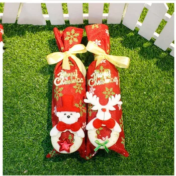 

2020 New Cute Christmas Wine Set Bottle Cover Bags Decoration Home Party Cloth Santa Christmas Xmas Decoration