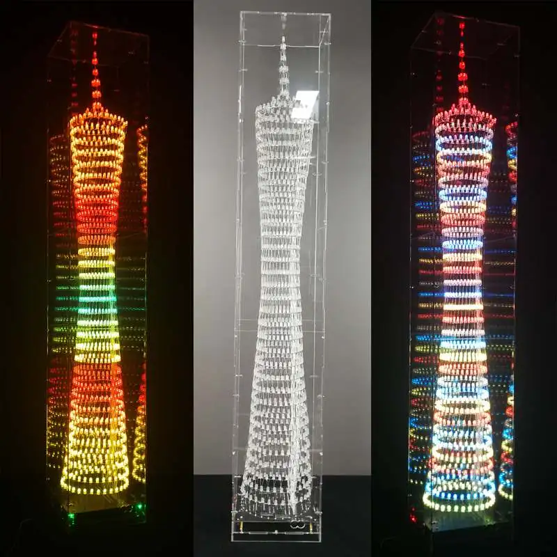 Colorful Bluetooth Canton Tower Electronic DIY Kit 32 Layers * 32 Columns LED Light Cube bluetooth Music Ppectrum Players