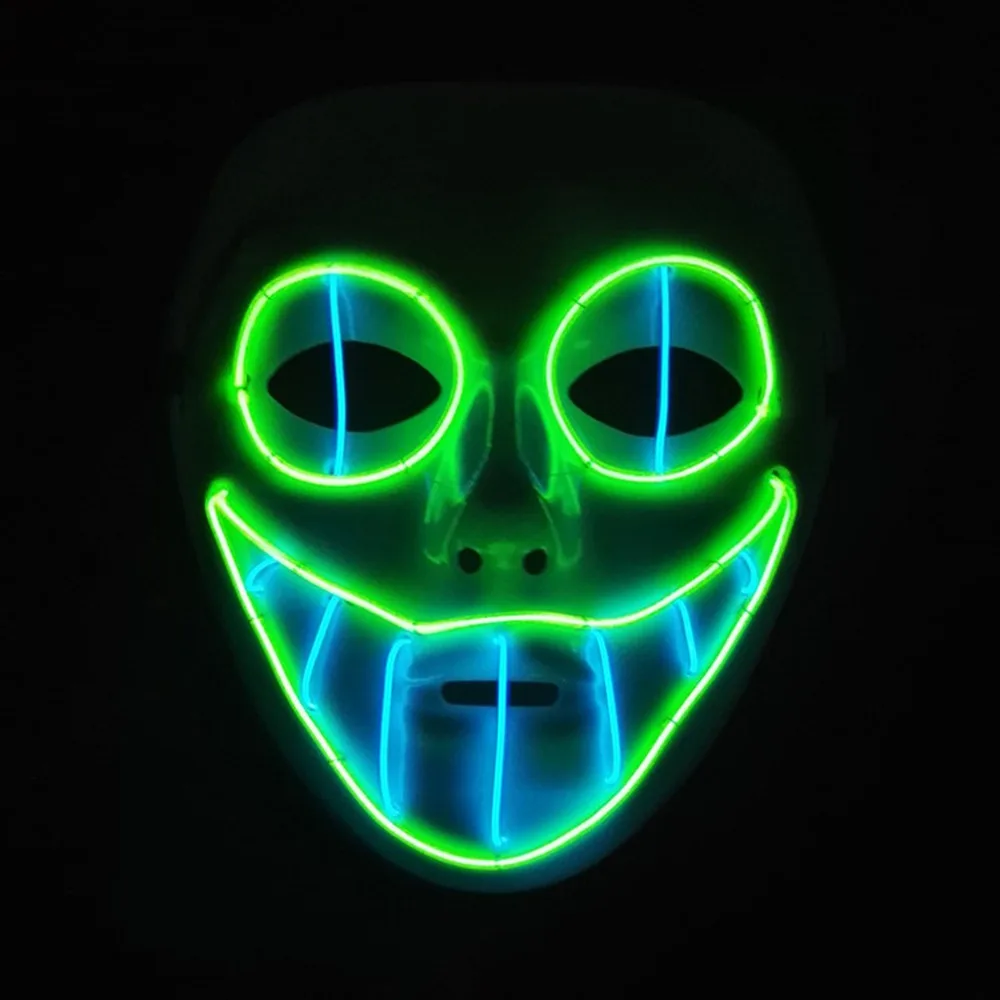 EL Luminous Mask Cold Light Cosplay EL LED Wire Clown Mask Halloween& Carnivals Party Costumes Christmas NewYear Wholesale