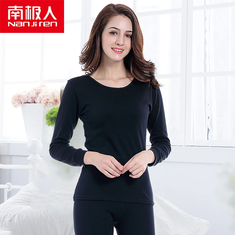 

NANJIREN Thermal Underwear Sets Women Black Underwear Modal Stretch Sanpdex Long Johns Set Female Thermal Pajamas Home Clothes