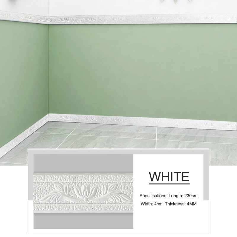 13 Styles 3D Foam Wall Edge Strip Stickers Self Adhesive Waterproof Baseboard Corner Waist Line Sticker Wall Trim Line 2.3M