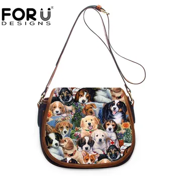 

FORUDESIGNS Kawaii Cute Dog Prints Shoulder Bags Ladies Small Leather Handbag Saddle Bags for Women Casual Crossbody Bag