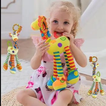 

Soft Giraffe Animal Handbells Lovely Newborn Baby Rattles Plush Pram Bed Bells Soft Teether Hanging Toy Animal Giraffe Handbell