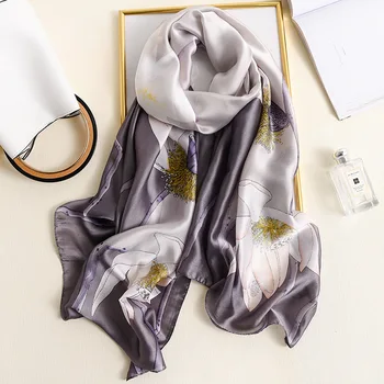

Floral Print Shawls and Wraps for Women Silk Scarves 2020 Spring New Fashion Pashmina Thin Smooth Long Scarf Large Size Hijab
