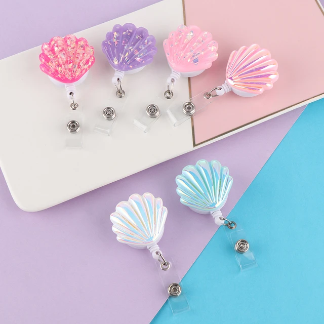 New Shell Shape Resin Pull Name Id Card Badge Reel Holder Nurse Badge Reel  Clip Retractable Exhibition Chest Card School Supply - Badge Holder &  Accessories - AliExpress