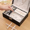 Lady PU Leather Jewelry Box Storage Box Earrings Bracelet Necklace Ring Display Case Double Layer Portable Jewelry Organizer ► Photo 3/6