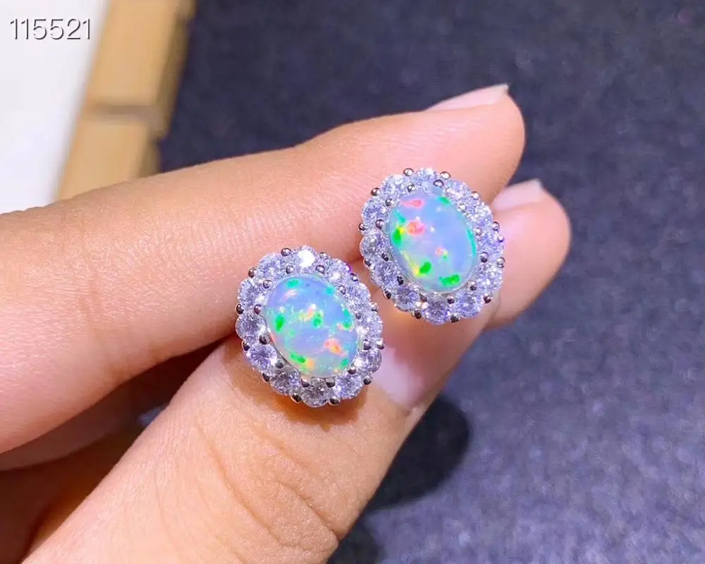 

New Coming Natural and Real Natural Real OPal Earrings S925 Sterling Silver Fine Elegant Jewelry for Women Wedding Earring
