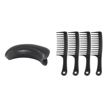 

4 Pcs Black Carbon Combs, Round Handle Combs &amp; 1Pcs Shampoo Bowl Gel Neck Rest, Comfortable Silicone Neck Cushion