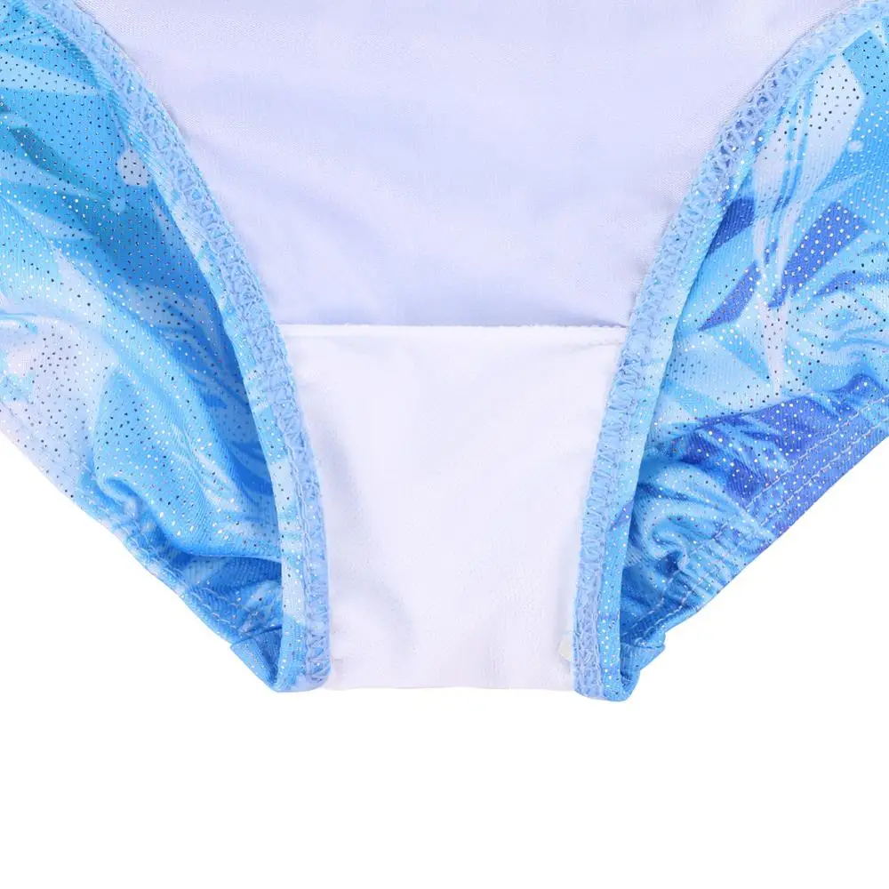 Girls Long Sleeve Gymnastics Leotard BAOHULU Sparkle Blue Snowflake Sequins Ballet Leotard Kids Athletics Costume Bodysuit children dance leotards