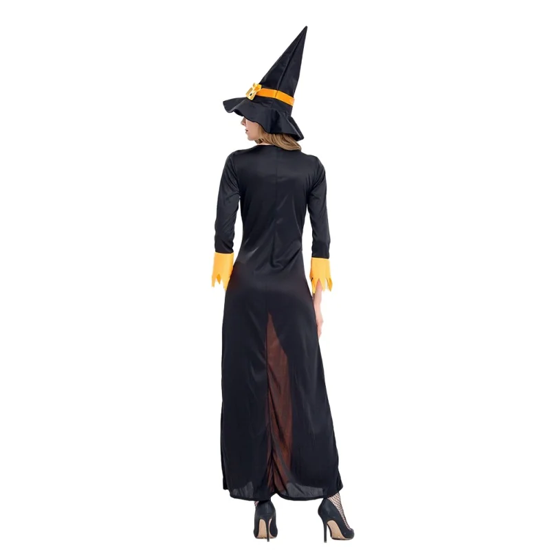 Женский костюм на Хэллоуин для взрослых костюм ведьмы косплей Бар вечерние Перманентный костюм платье черный L