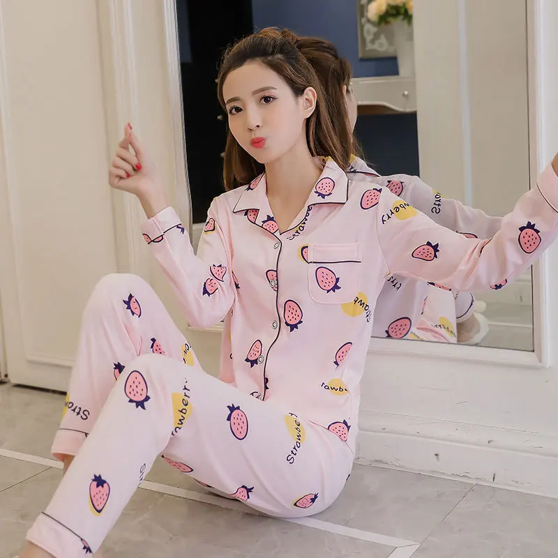 

Korean-style 2018 New Style Autumn & Winter Long Sleeve Casual Thick Pajamas Cute Women's Warmth Retention Material Home Set