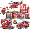 City Fire Station Building Blocks Truck Helicopter Boat Car Firefighter Bricks Assembled DIY Educational Toys For Children Gifts ► Photo 1/6