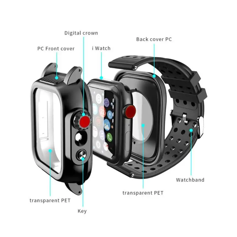 Водонепроницаемый ТПУ защитный чехол протектор для Apple iwatch 3/4 спортивный ремешок