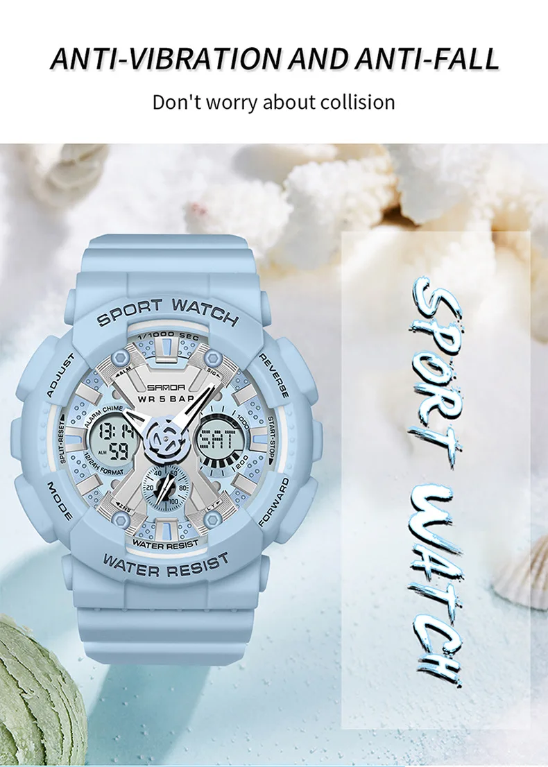 Sanda Trendy Scull Face Dual Dial  S Shock Sport Watches
