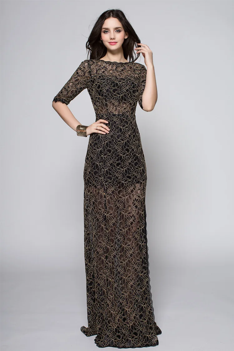 

Ck370 Autumn Europe And America New Style Sexy Perspective Slim Fit Slit High-waisted Slimming Late Formal Dress-Style Formal Dr