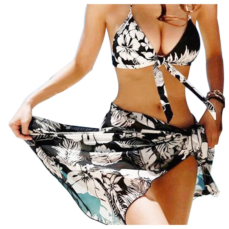 

TOP!-Women Swimwear Bikini Push Up Swimsuit Swimwear And Veil 3 Pieces XXXL
