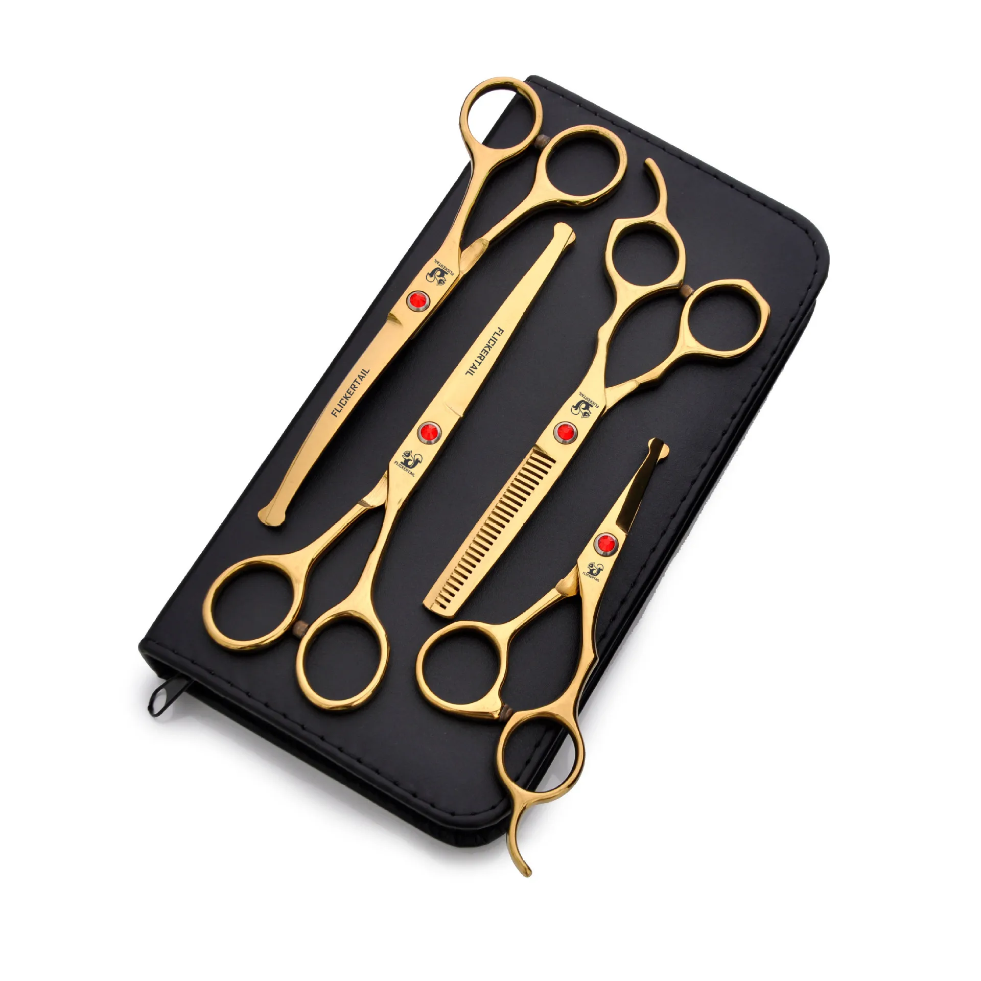

Professional grooming shears for 6.5 inch round tip safety scissors set to cut hair curved with Comb box