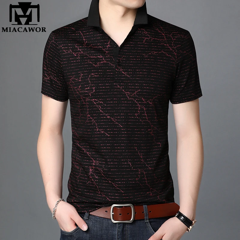 2021 New Polo Shirt Men Summer Short-sleeve Tee shirt Homme Slim Fit Fashion Print Poloshirts Mens Clothing T867 | Мужская одежда