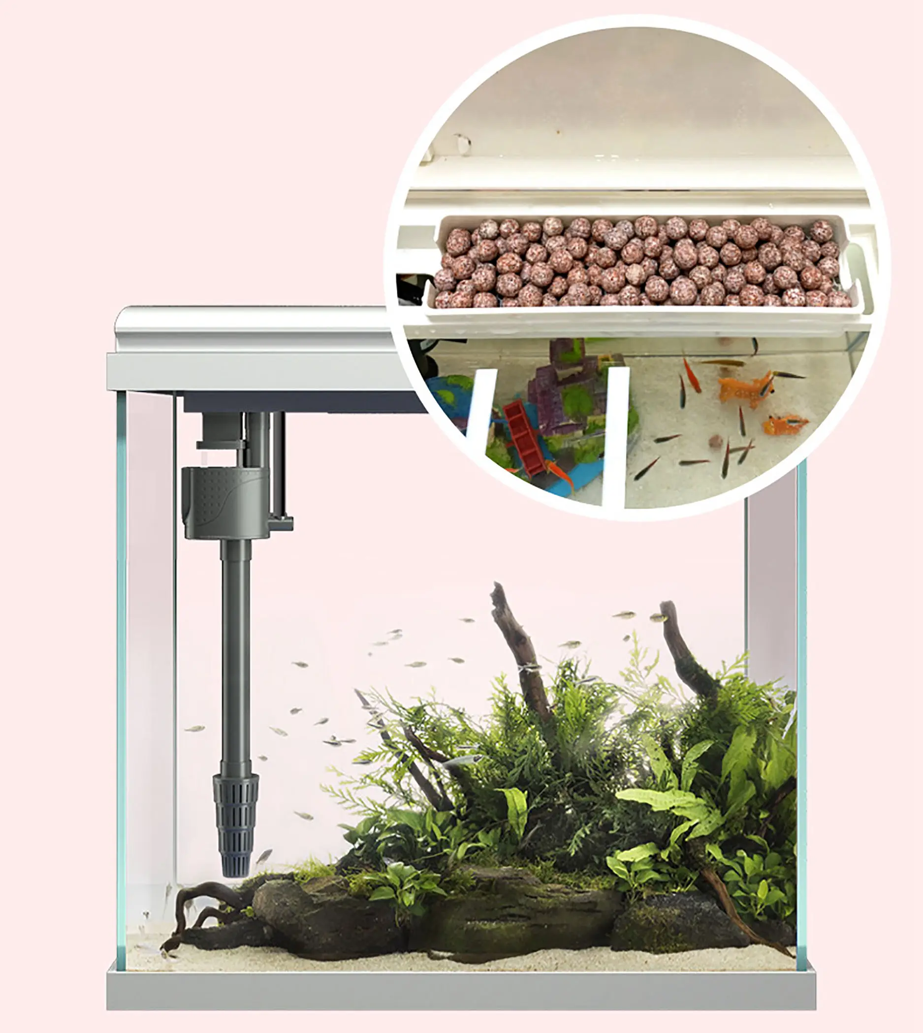 Aquarium Bio Filter Media Quartz Hollow Culture balls Bulk Blocks with Mesh Bag for Fish Tank Sump Pond Water Cleaning