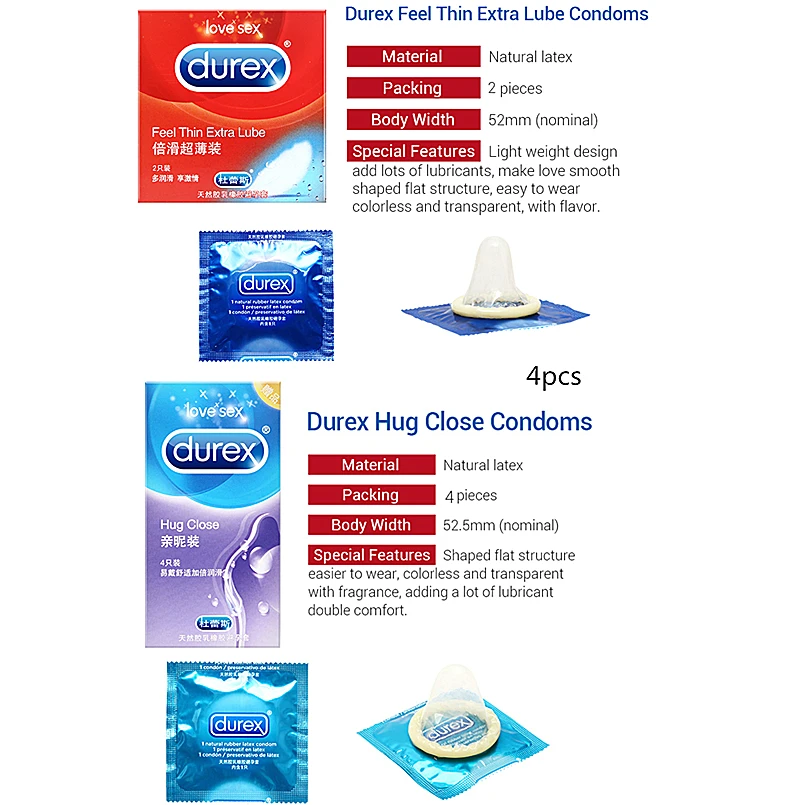 Презервативы Durex из натурального латекса со смазкой 100/72/50/24