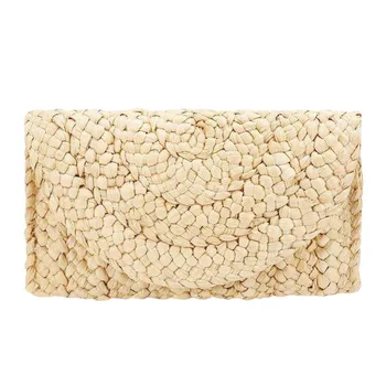 

&35 Straw Bag Corn Skin Clutch Bag Straw Female Clip Bag Woven Casual Bag Purse Cosmetic Bag Bolsos De Paja Verano 2020 Bag