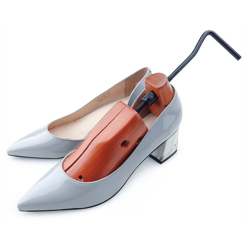 1pc Ladies Men Home Adjustable Two Way Cedar Wood Shoe Tree Stretcher Shaper
