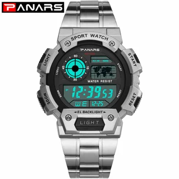 

Can swim PANARS Stainless Steel Military Sport Watches Electronic Men Watches Luxury Male Clock Waterproof LED Digital Watch A33