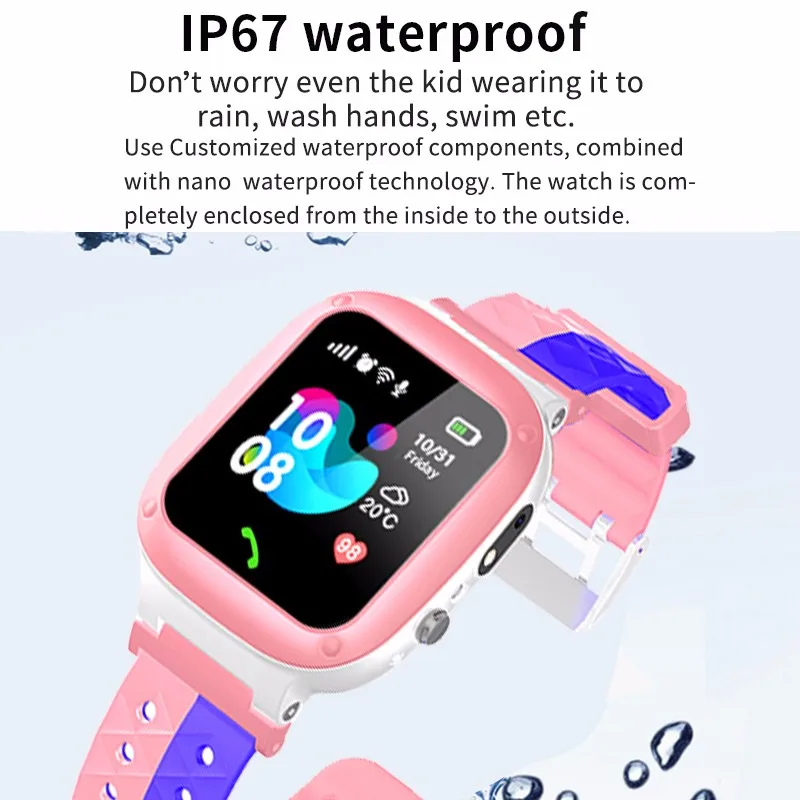Детские Смарт-часы LBS с Wi-Fi, Детские умные часы, водонепроницаемые, с функцией SOS, с защитой от потери, Детские умные часы, с sim-картой, с камерой, часы