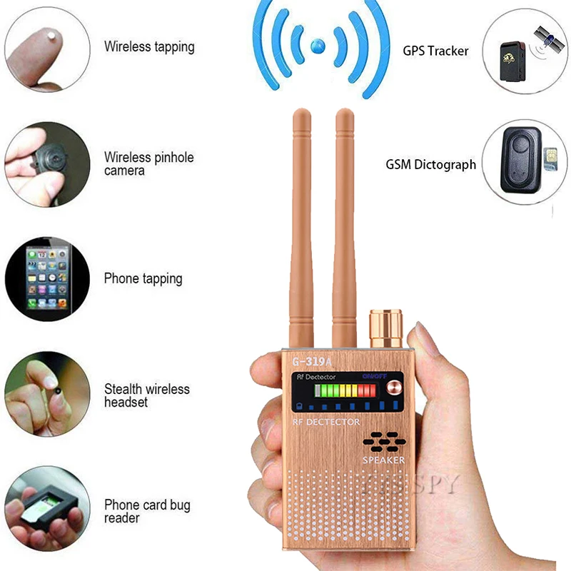 Duplo do rf da Antena Detector de Câmera Sinal Anti Espião Câmera Escondida Cândido Espiando Pinhole Áudio Bug Gps Gsm Dispositivo Localizador