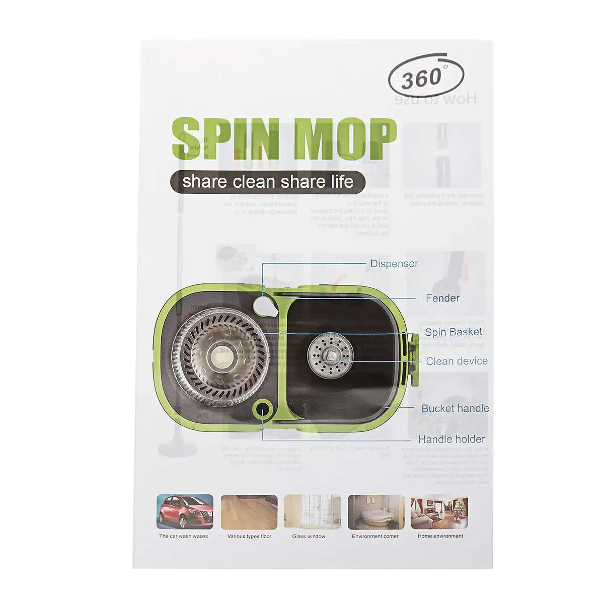 360 Easywring микрофибра спин швабра& ведро система очистки пола с корзиной и колесами из нержавеющей стали