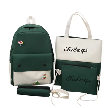 

Aelicy 2019 Women School Bag Ladies Fashion Simple Style Multifunctional Large Capacity Canvas Three-piece Bag 3pcs Backpack