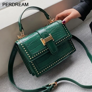 

Crocodile pattern embossed small square bag new bag female Korean fashion shoulder messenger bag handbag