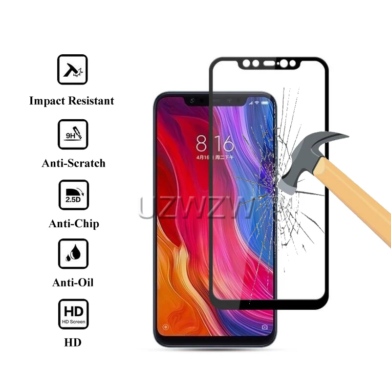 2 шт для Xiaomi Mi 8 Стекло полное покрытие закаленное стекло для Xiaomi Mi 8 Защита экрана 9H твердое защитное стекло