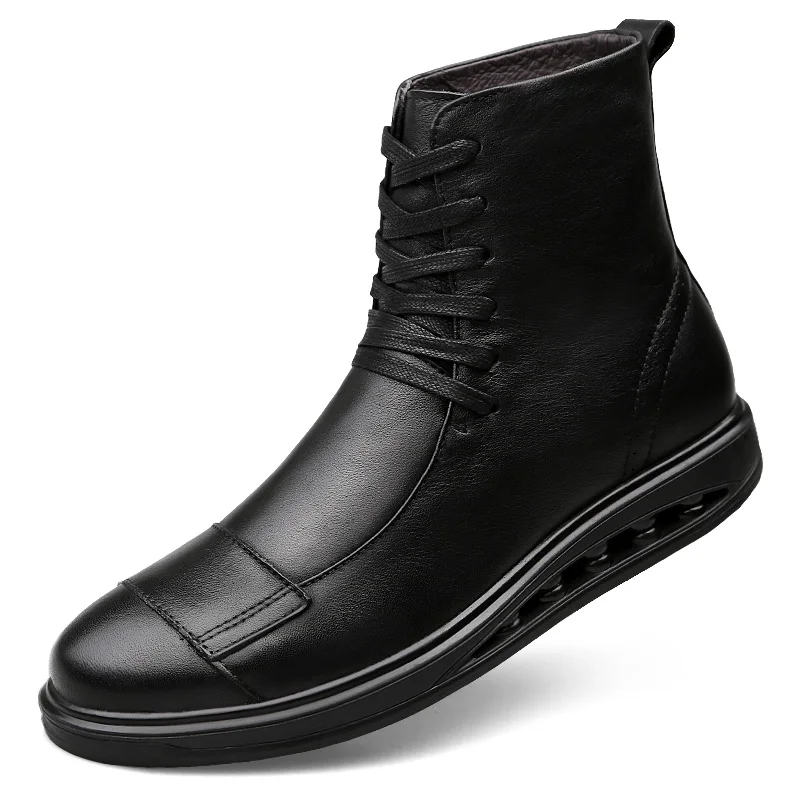 

Man Lace-up ankle Boots winter Botas Fashion Shoes Men Basic boots Men Comfy Leather Outdoor Walking Men's plush snow Boots n5