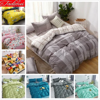 

Grey Stripe Duvet Cover Sheet Pillowcase 4pcs Bedding Set Adult Couple Child Single Twin Full Queen King Size Bed Linen 220x240