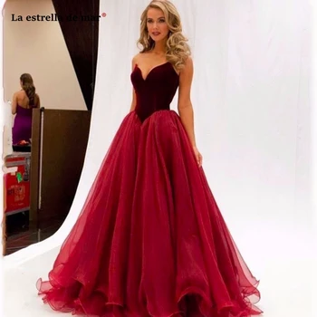 

Vestido de fiesta de gala new VELOUR tulle Off the Shoulder Backless A Line Burgundy prom dresses Floor Length beauty evening