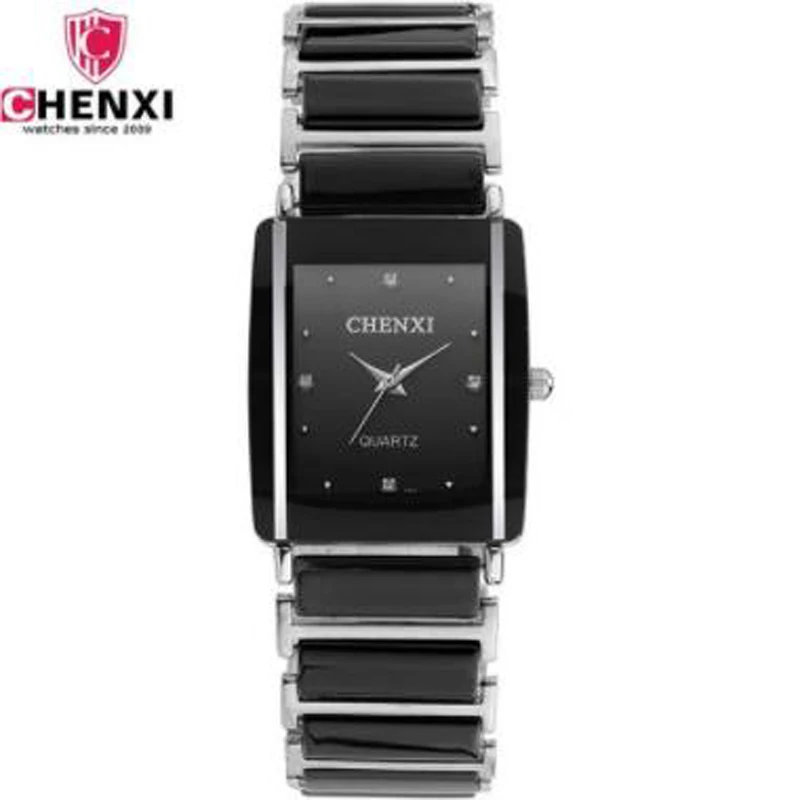 

Fashion Chenxi Brand Diamonds Elegant Men Ladies Dress Wristwatches Analog Quartz Ceramic Steel Square Clock Couple Lover Watch